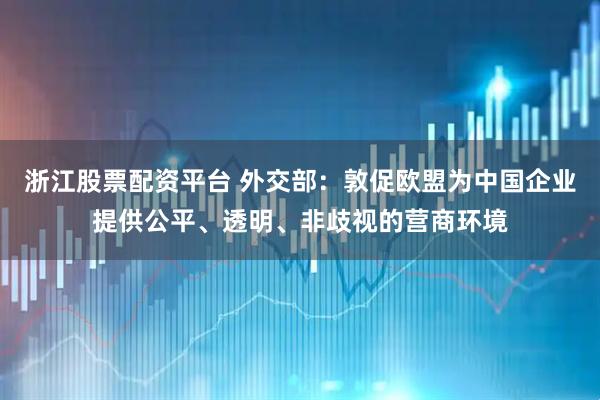 浙江股票配资平台 外交部：敦促欧盟为中国企业提供公平、透明、非歧视的营商环境